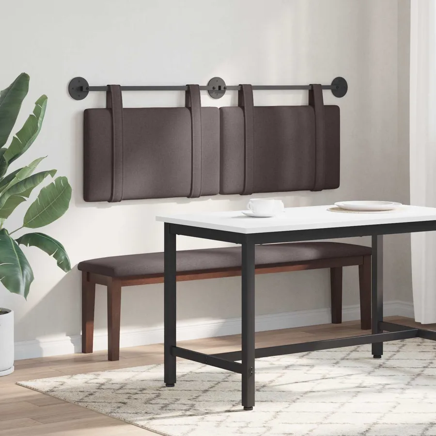 Tête de lit suspendue Marron foncé Tissu - 4