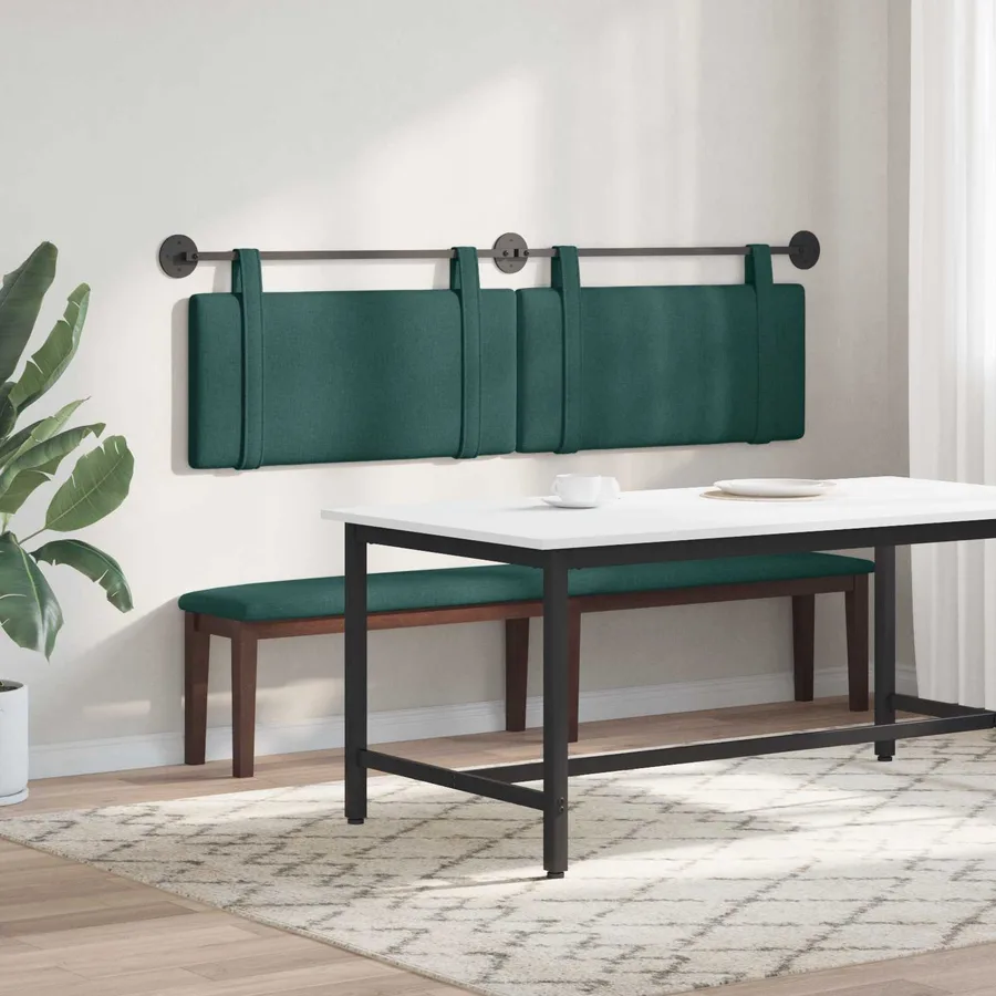 Tête de lit suspendue Vert foncé tissu - 4
