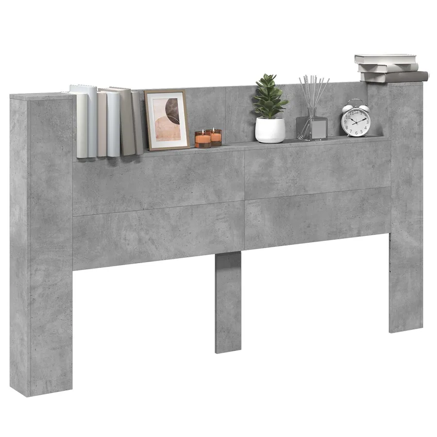 Cabinet de Tête de Lit avec LED Béton 180 x 16,5 x 103,5 cm - 3