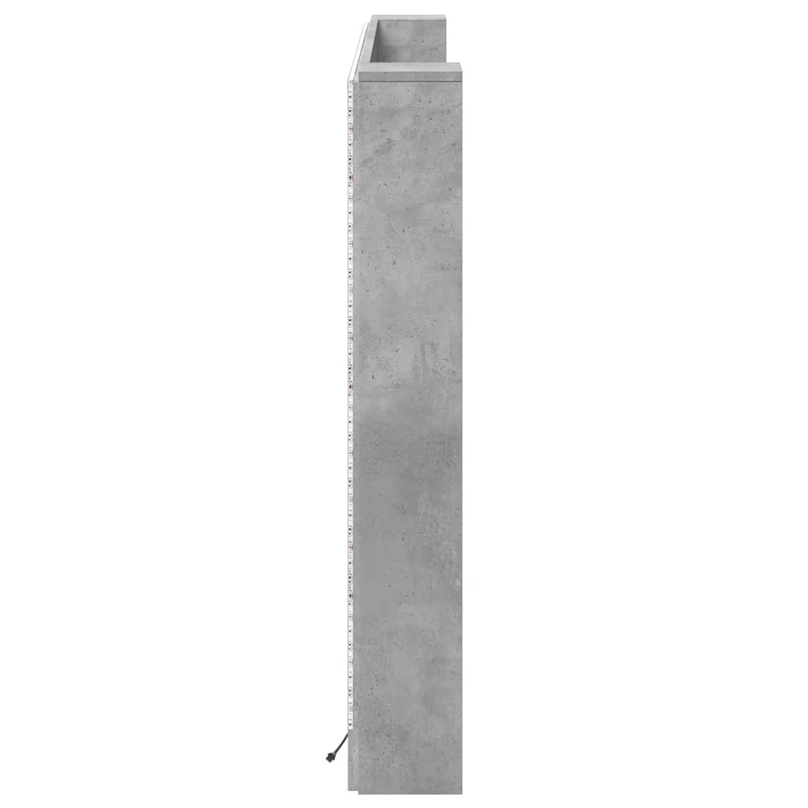 Cabinet de Tête de Lit avec LED Béton 180 x 16,5 x 103,5 cm - 6