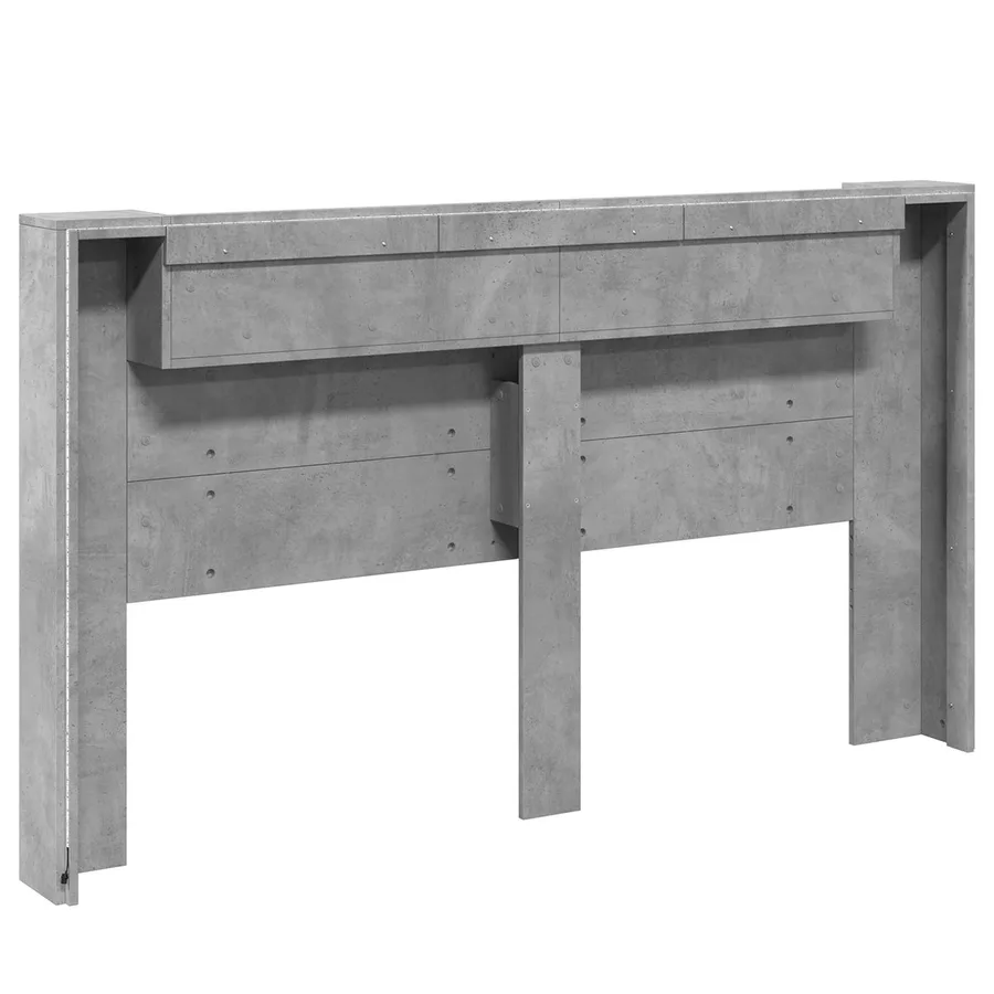 Cabinet de Tête de Lit avec LED Béton 180 x 16,5 x 103,5 cm - 7
