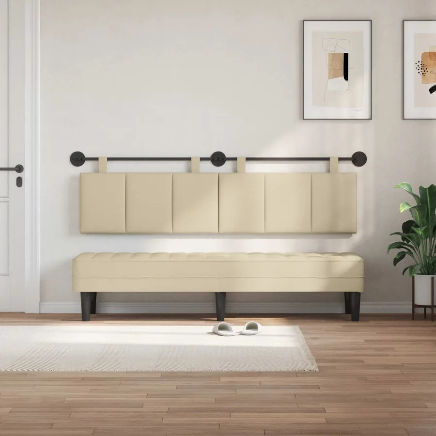 Tête de lit suspendue Crème tissu - 3