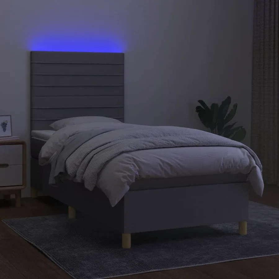 Sommier à lattes de lit et matelas et LED Gris clair 80x200cm - 4