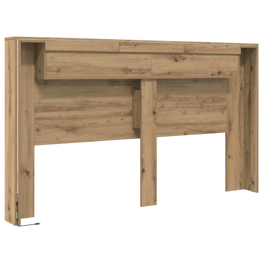 Cabinet de Tête de Lit avec LED Chêne artisan Bois d'ingénierie - 7