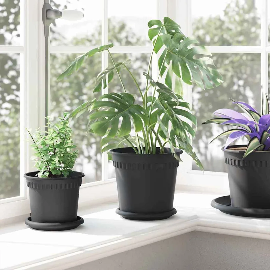 Pots de plantes 24 pcs Noir Ø 19 x 16 cm Plastique - 4