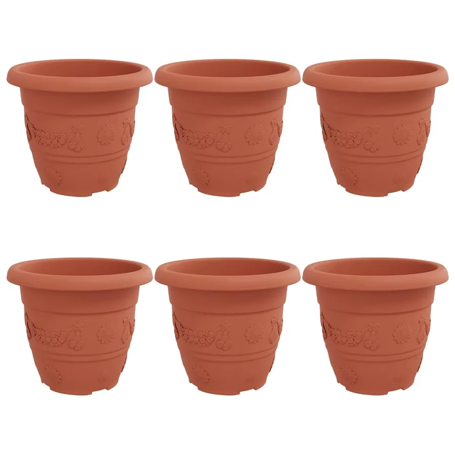 Pot à fleurs rond 6 pcs Rouge brique Ø 30 x 25 cm Plastique - 2