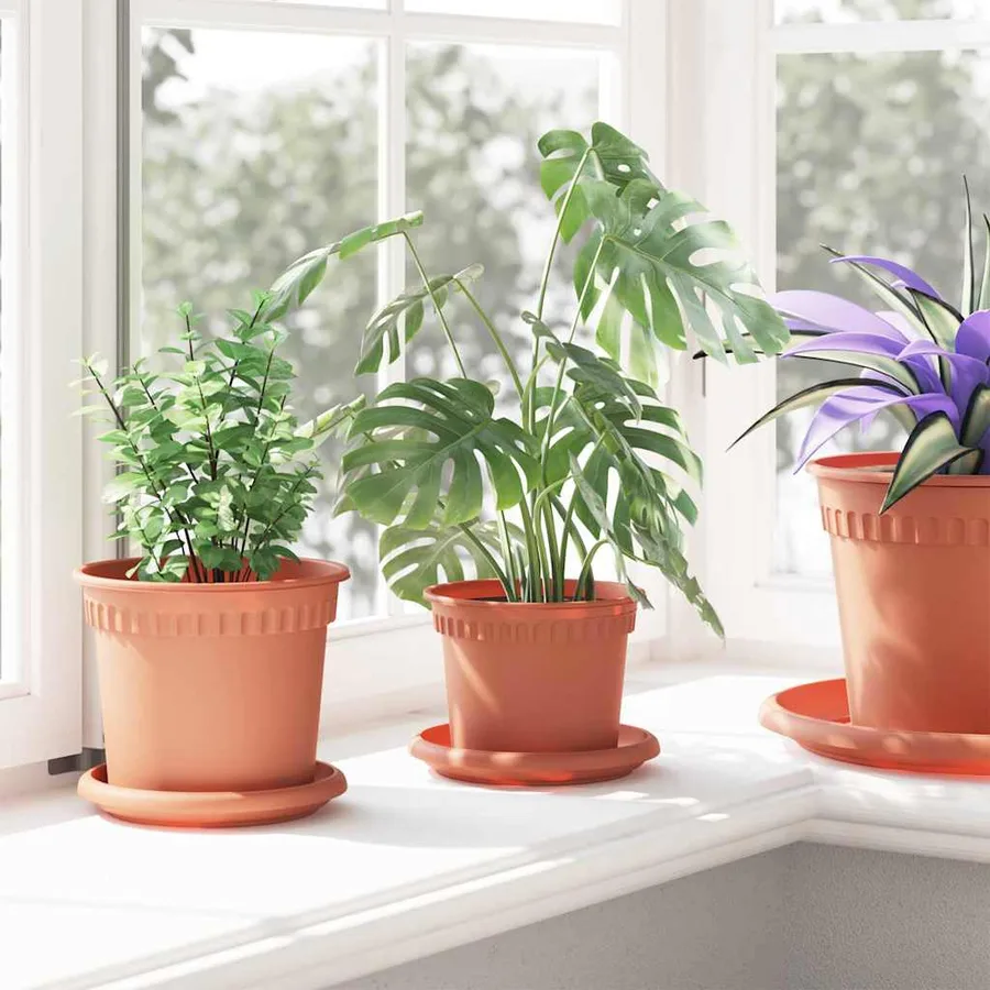 Pots de plantes 24 pcs Rouge brique Ø 12,5 x 10 cm Plastique - 4