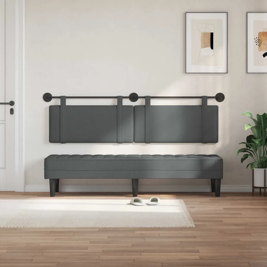 Tête de lit suspendue Gris foncé Tissu - 3
