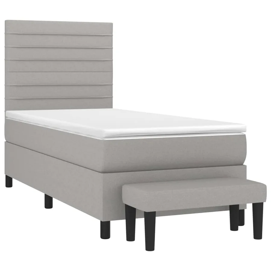 Sommier à lattes de lit avec matelas Gris clair 80x200 cm Tissu - 3
