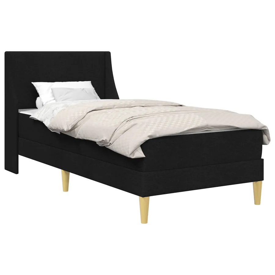 Cadre de lit avec matelas Noir 90 x 200 cm Polyester - 2