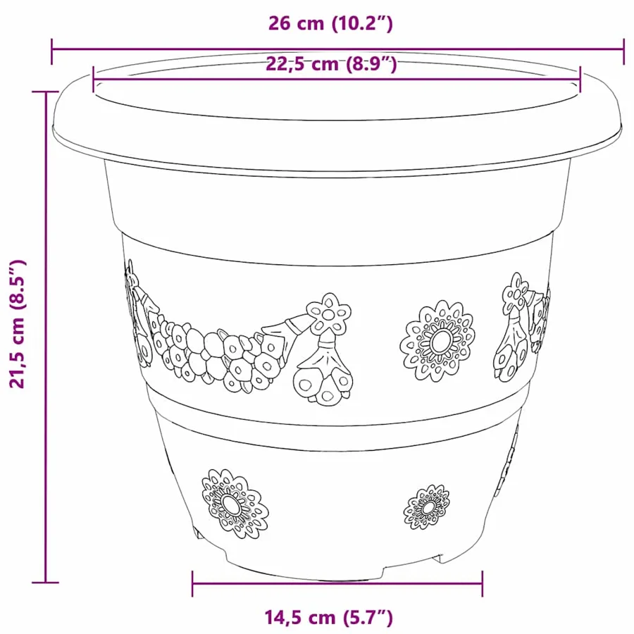 Pot à fleurs rond 24 pcs Noir Ø 26 x 21,5 cm Plastique - 9