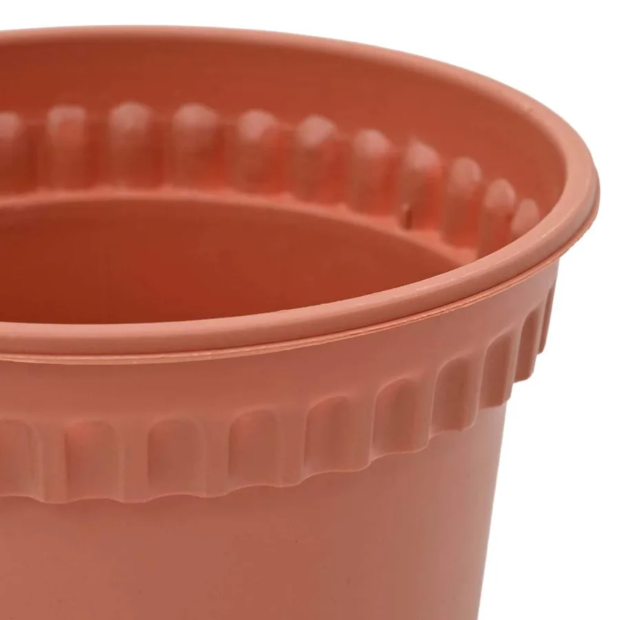 Pot à fleurs rond 24 pcs Rouge brique Ø 19 x 16 cm Plastique - 7