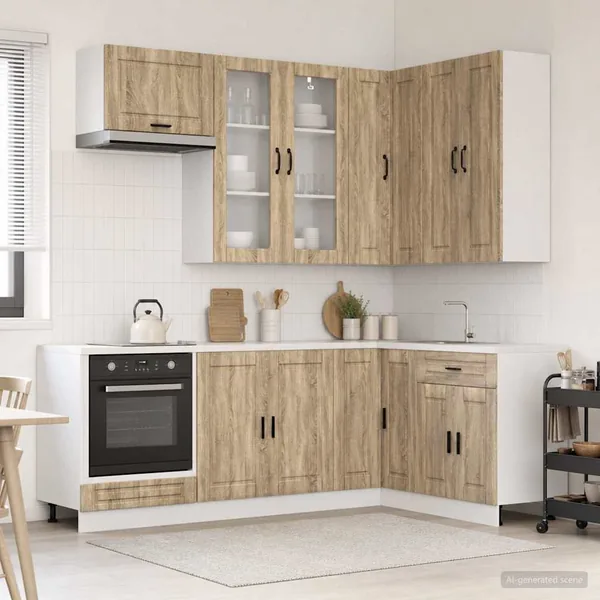 Unité de cuisine PORTO 8 pcs Chêne Sonoma Bois d'ingénierie