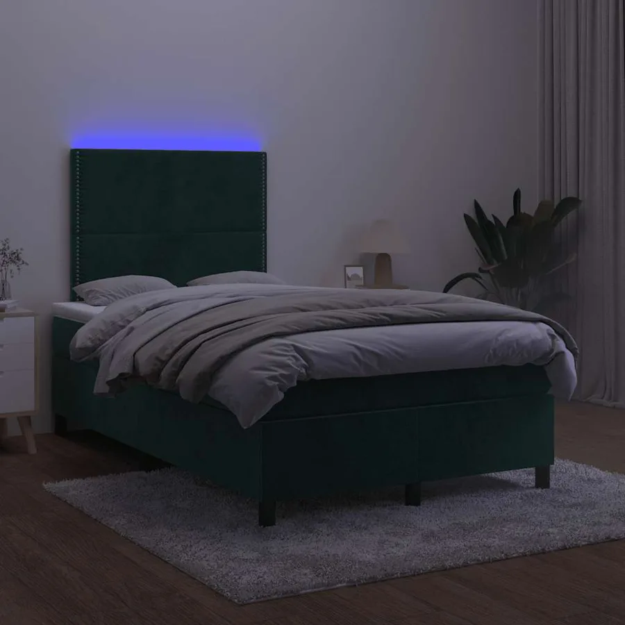 Sommier à lattes de lit matelas et LED Vert foncé 120x200 cm - 4