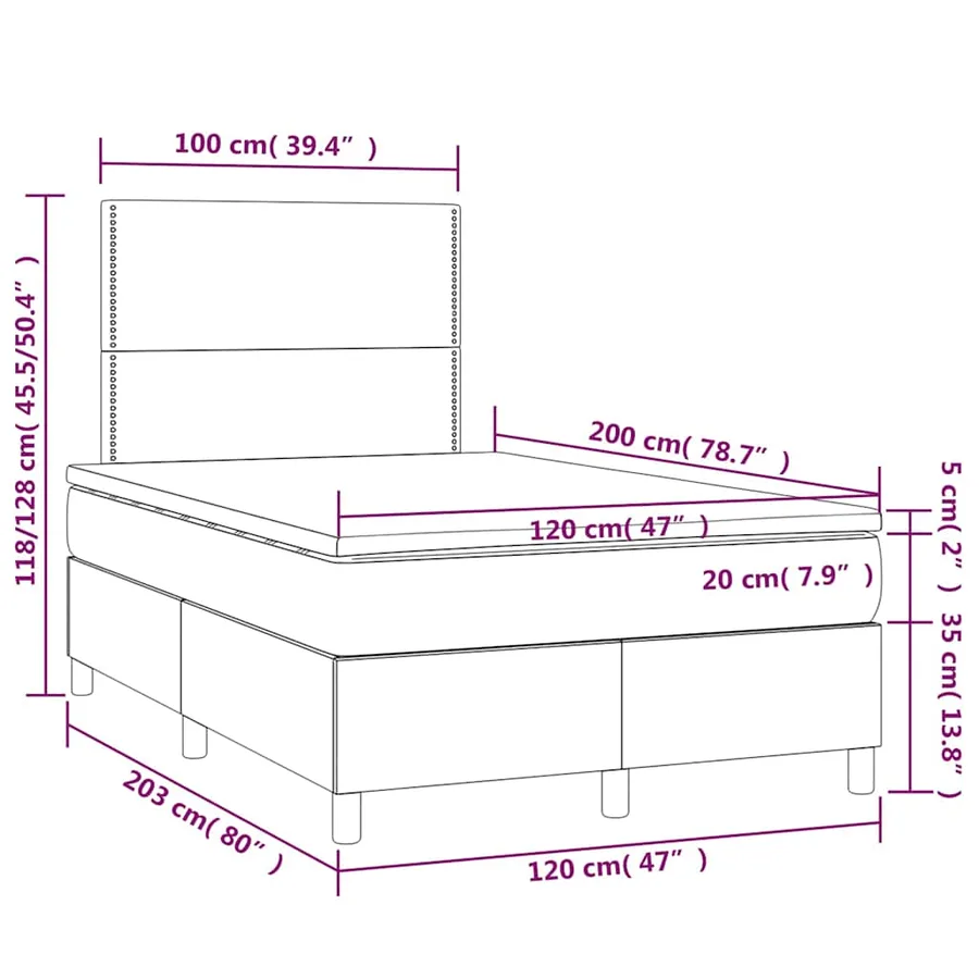 Sommier à lattes de lit matelas et LED Vert foncé 120x200 cm - 9