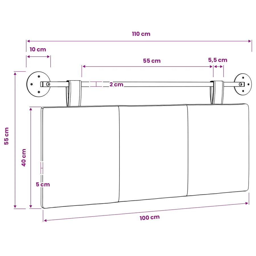 Tête de lit suspendue Blanc Tissu - 11