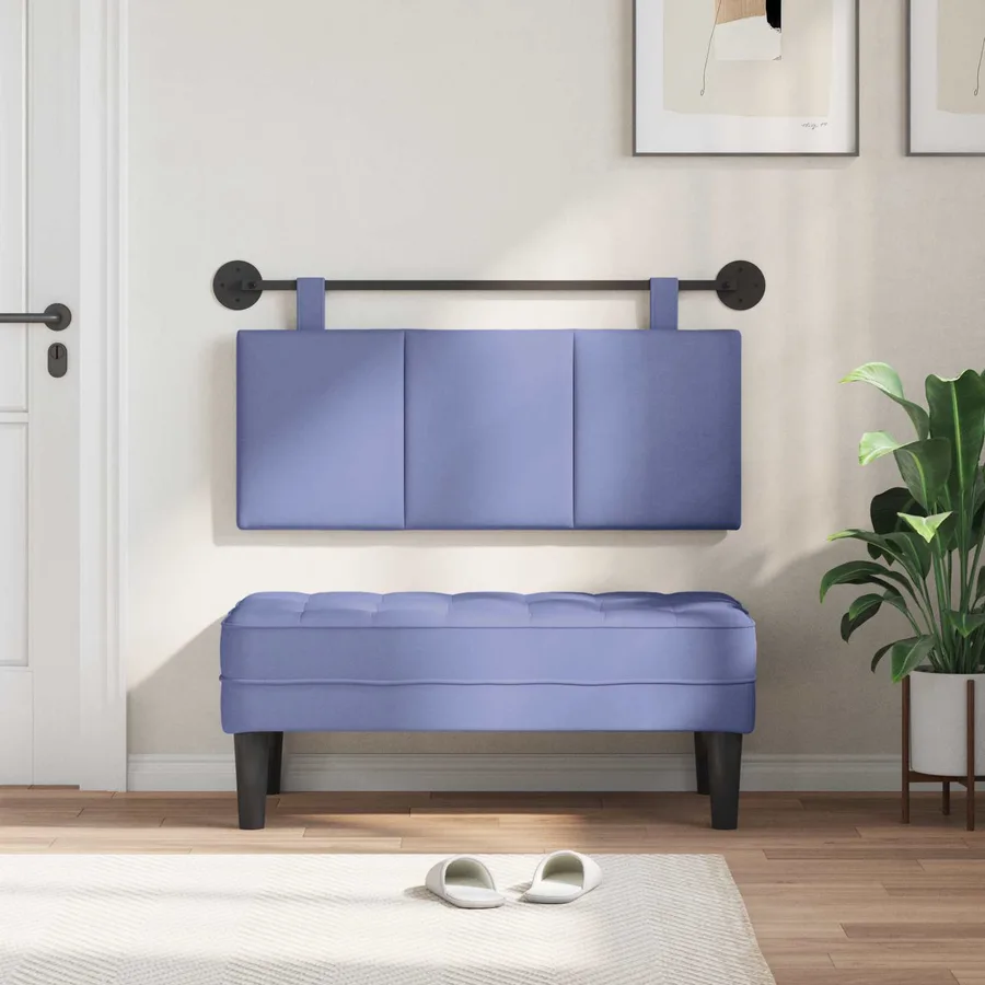 Tête de lit suspendue Bleu denim Tissu - 3