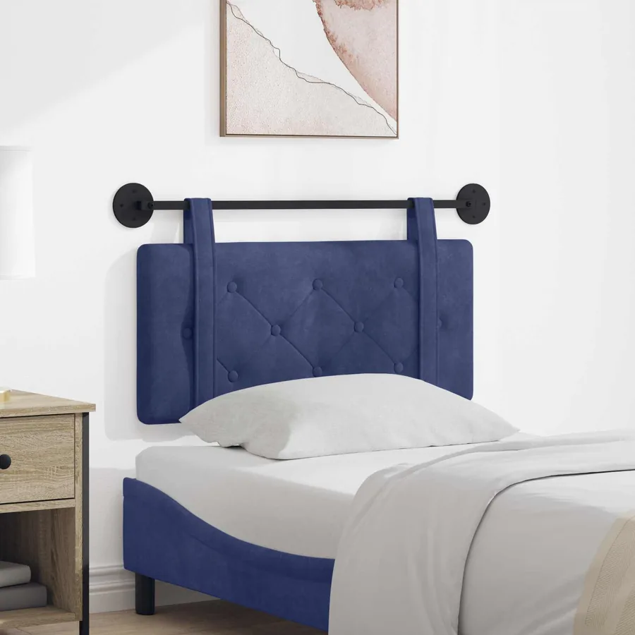 Tête de lit suspendue Bleu police Velours
