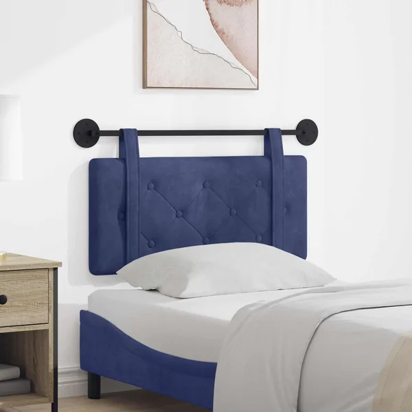 Tête de lit suspendue Bleu police Velours