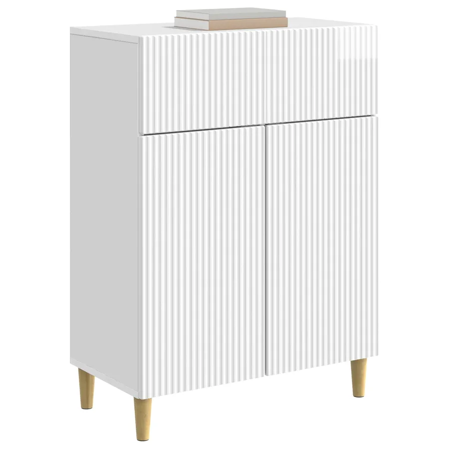 Buffet Blanc brillant 66 x 34,5 x 90 cm Bois d'ingénierie - 3