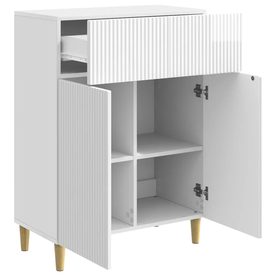 Buffet Blanc brillant 66 x 34,5 x 90 cm Bois d'ingénierie - 5