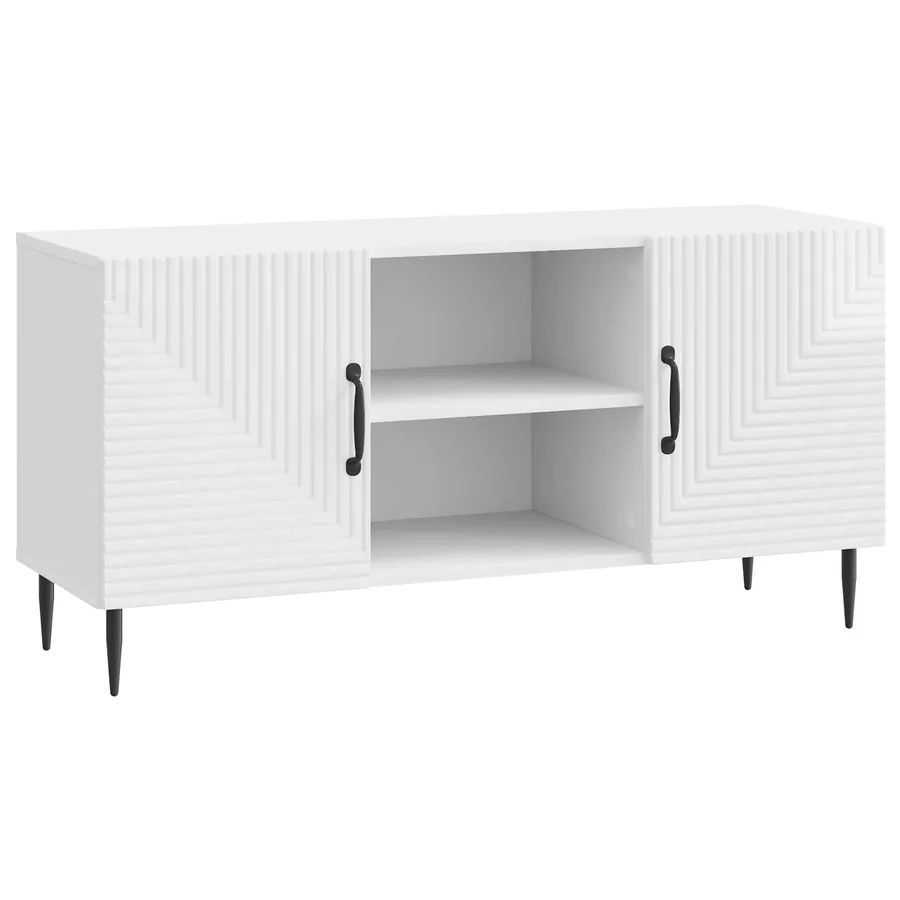 Meuble TV Blanc brillant 102 x 34,5 x 50 cm Bois d'ingénierie - 2