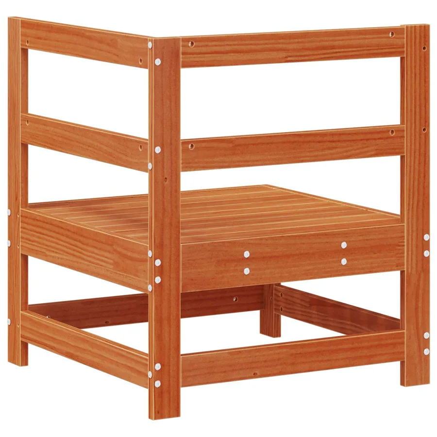 Canapé d'angle de jardin Pin massif Brun Ciré 62 x 62 x 70,5 cm - 5