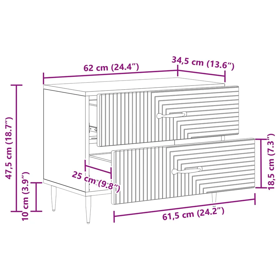 Cabinet de chevet avec tiroir Chêne Sonoma 62 x 34,5 x 47,5 cm - 10