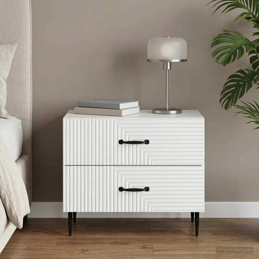 Cabinet de chevet Blanc 62 x 34,5 x 47,5 cm Bois d'ingénierie