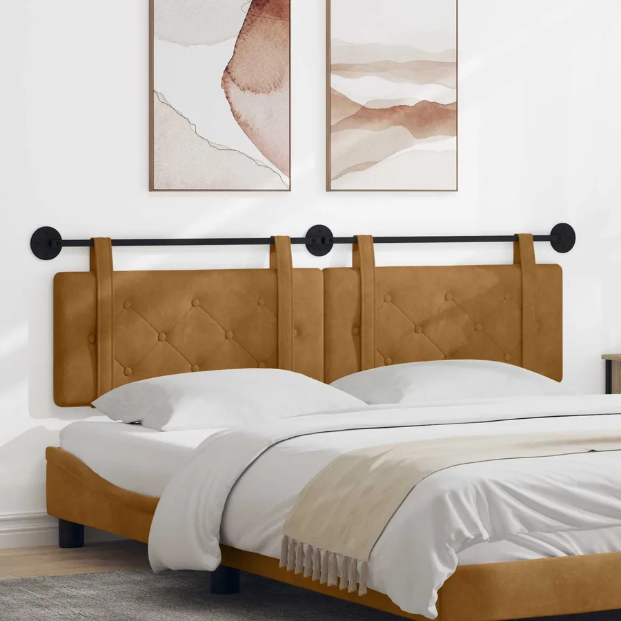 Tête de lit suspendue Marron Velours