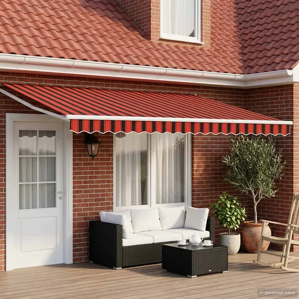 Auvent rétractable électrique Orange, Marron, Blanc 4,5 × 3 m