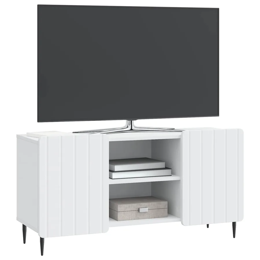 Meuble TV Blanc 102 x 34,5 x 52 cm Bois d'ingénierie - 3