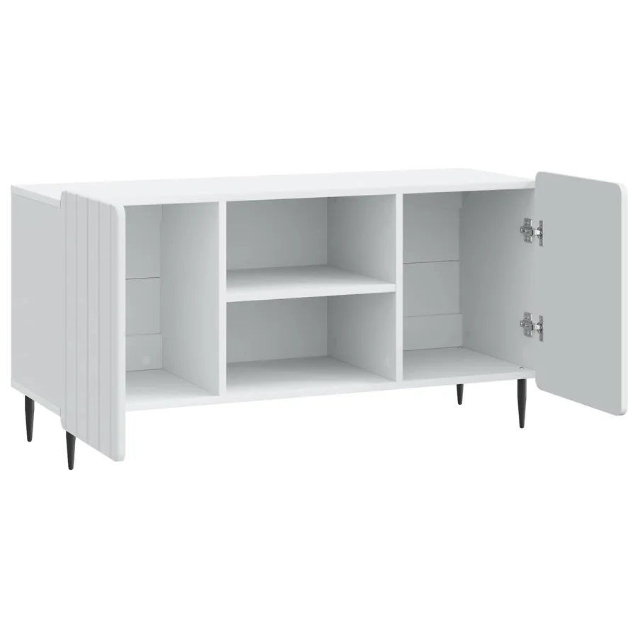 Meuble TV Blanc 102 x 34,5 x 52 cm Bois d'ingénierie - 5