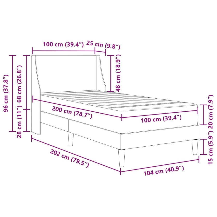 Cadre de lit avec matelas avec tête de lit Polyester - 11