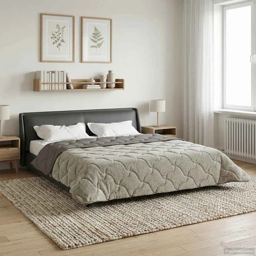 Duvet d'été simple Matelassé Gris clair 220 x 260 cm - 4