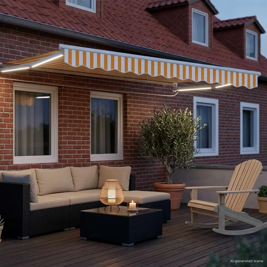 Store rétractable manuel avec LEDs Jaune et blanc 3 x 2,5 m - 3