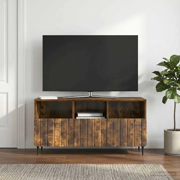 Meuble TV Chêne fumé 102 x 34,5 x 50 cm Bois d'ingénierie
