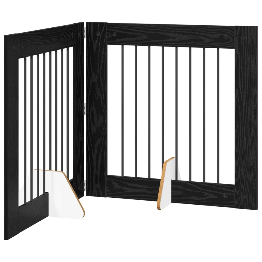 Porte de chien pliable avec supports 2 pcs Chêne noir 160,5 cm - 2