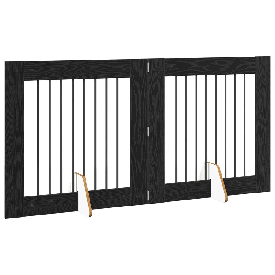 Porte de chien pliable avec supports 2 pcs Chêne noir 160,5 cm - 3