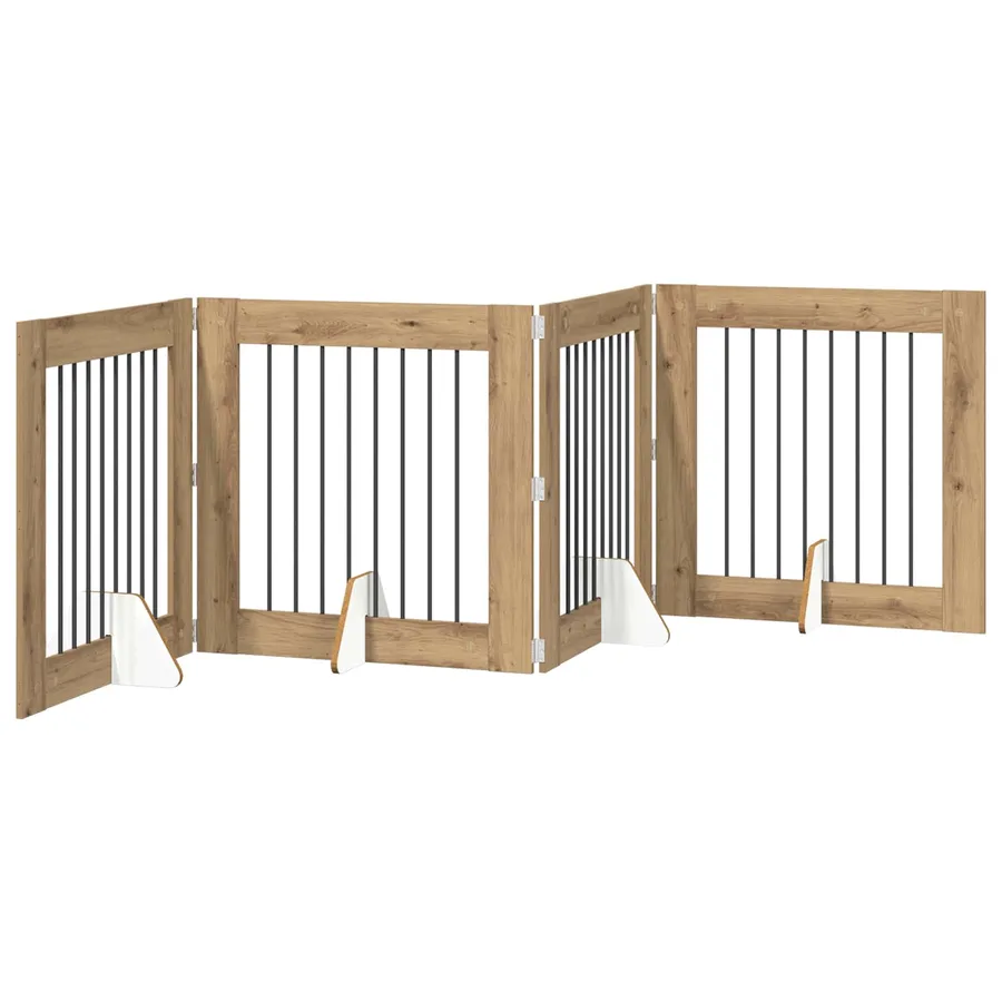 Porte de chien pliable avec supports 4 pcs Chêne artisanal - 2