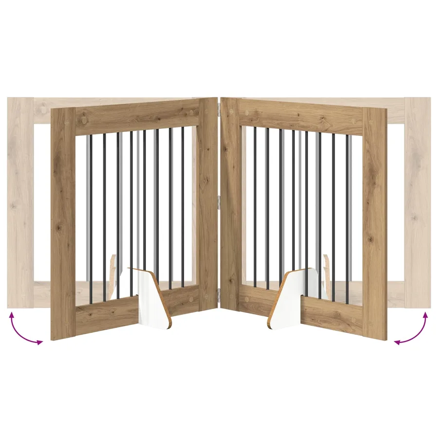 Porte de chien pliable avec supports 4 pcs Chêne artisanal - 6