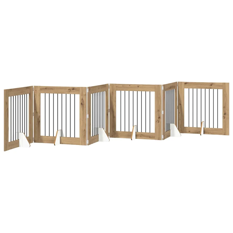 Porte de chien pliable avec supports 6 pcs Chêne artisanal - 2