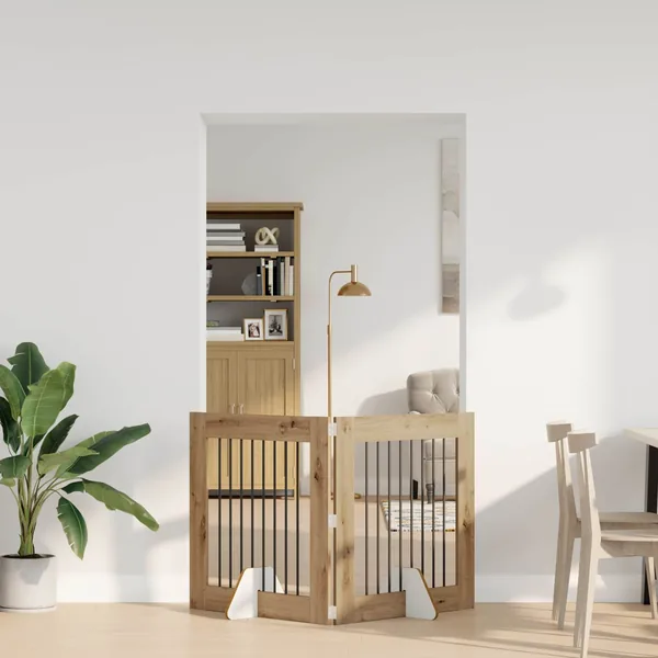 Porte de chien pliable avec supports 2 pcs Chêne artisanal