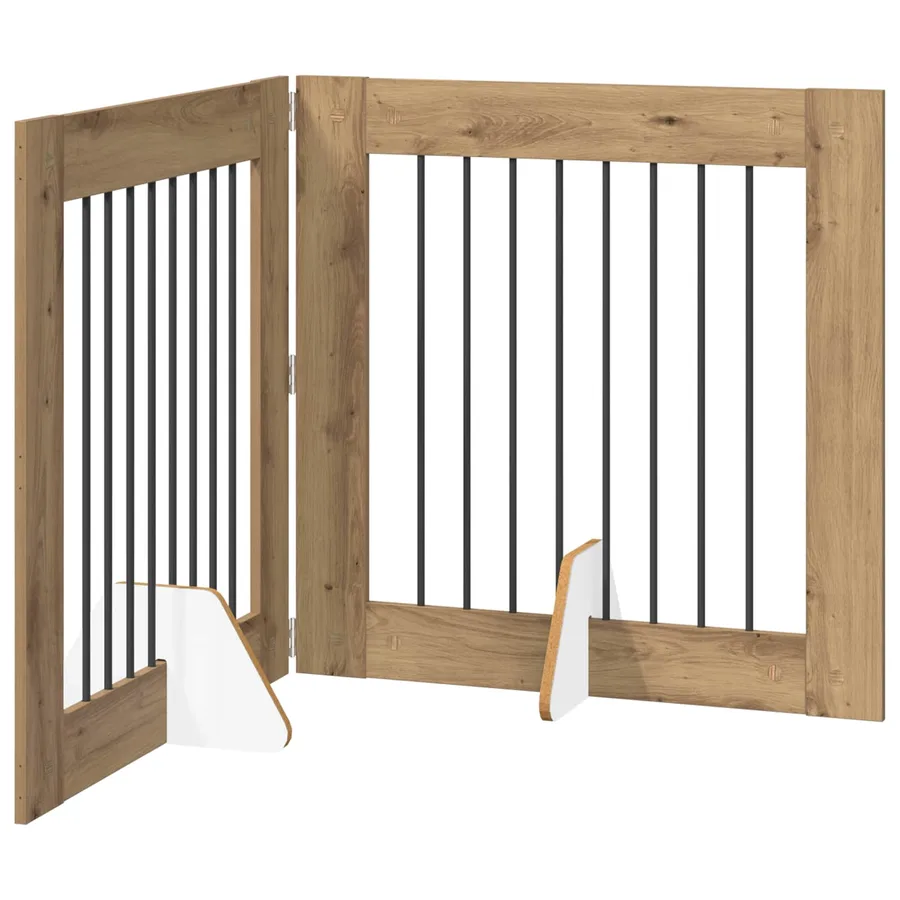 Porte de chien pliable avec supports 2 pcs Chêne artisanal - 2