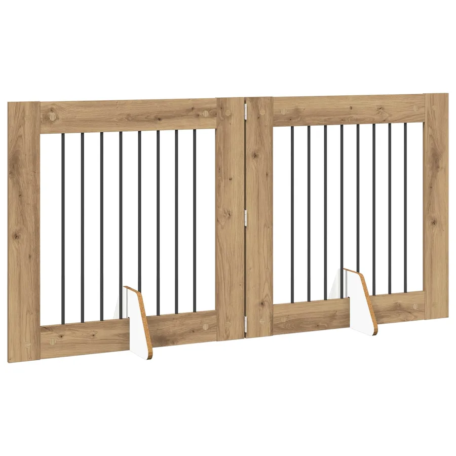 Porte de chien pliable avec supports 2 pcs Chêne artisanal - 3