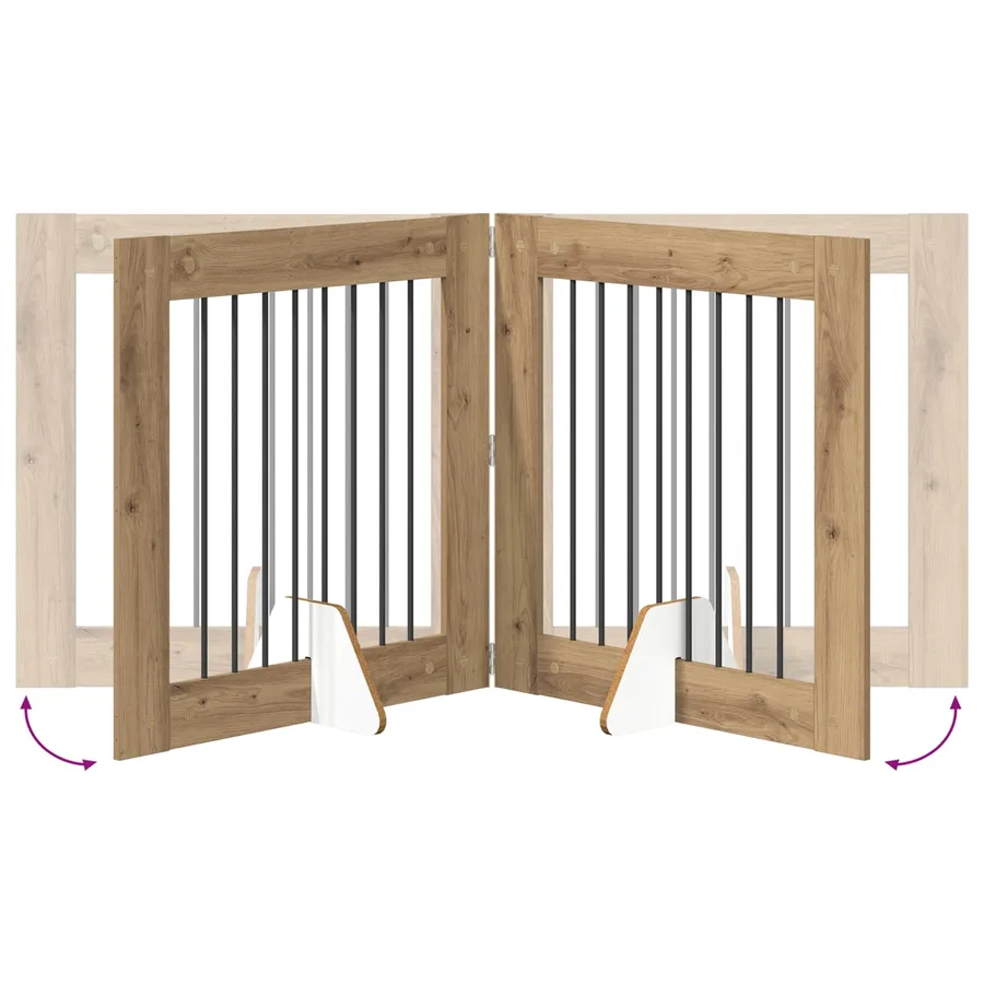 Porte de chien pliable avec supports 2 pcs Chêne artisanal - 7