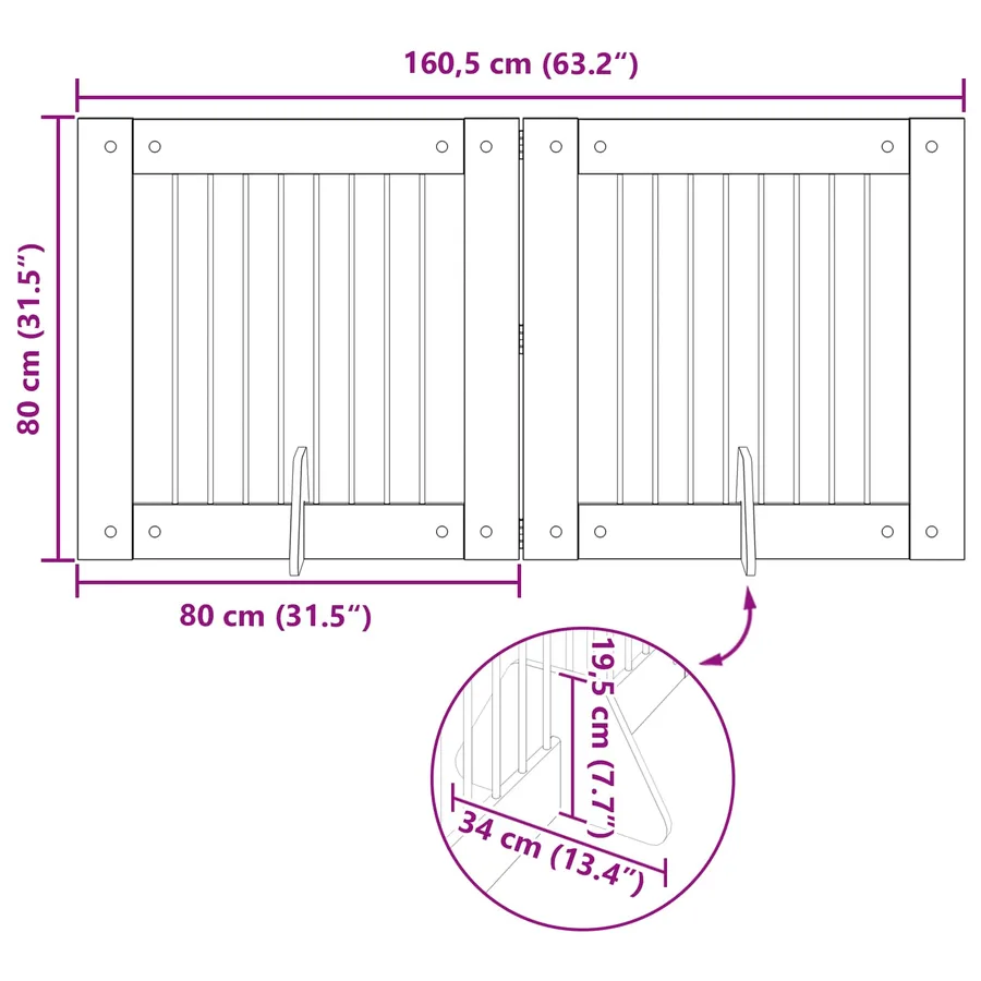 Porte de chien pliable avec supports 2 pcs Chêne artisanal - 8