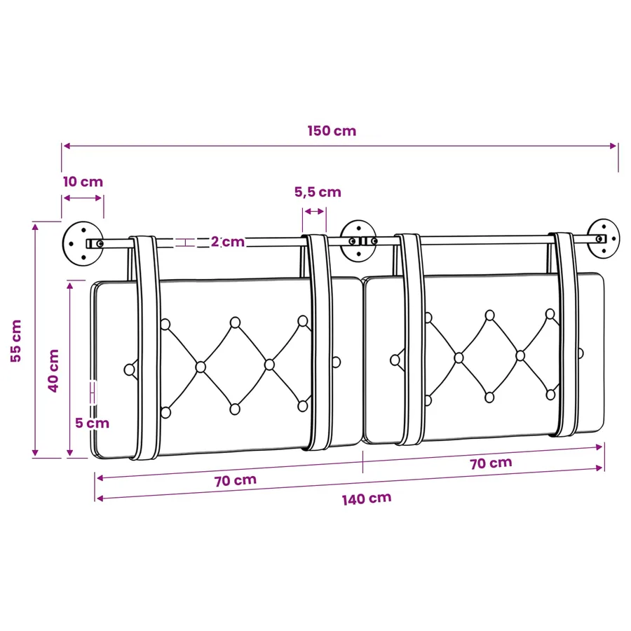 Tête de lit suspendue Blanc Simili cuir - 11