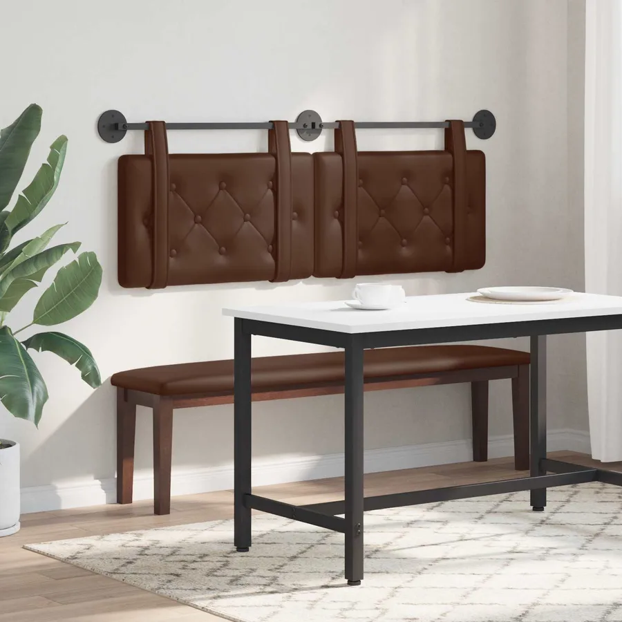 Tête de lit suspendue Marron Simili cuir - 4
