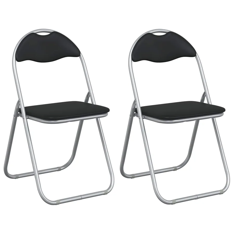 Chaise pliante 2 pcs Noir et gris 48 x 43,5 x 81 cm Simili cuir - 2